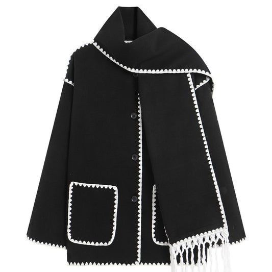 Lola | Women's Woolen Coat Thick Loose With Scarf