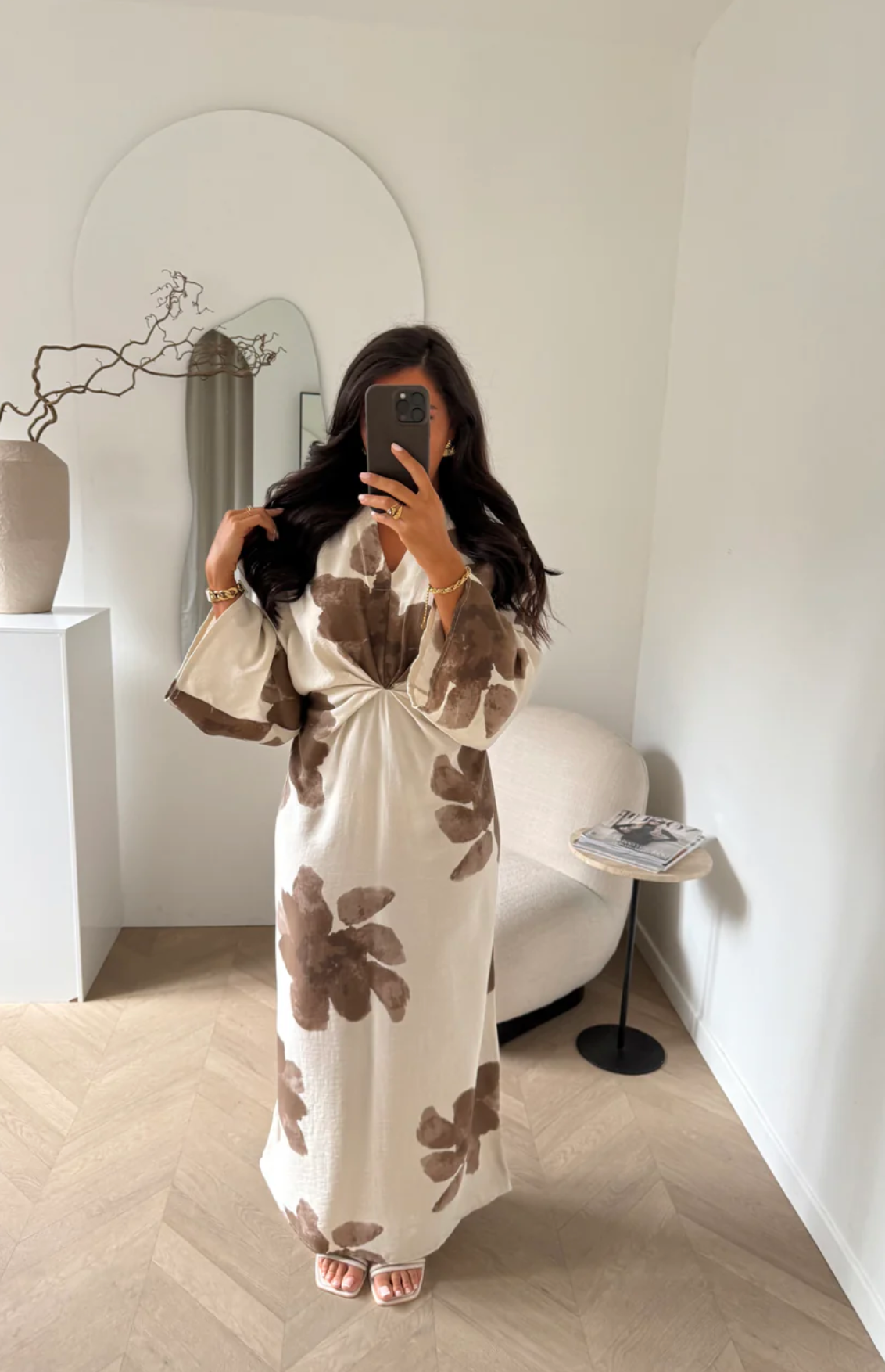 LINA Floral Linen-Effect Maxi Dress