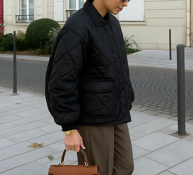 Autumn in Paris - Beige Bomber Jacket