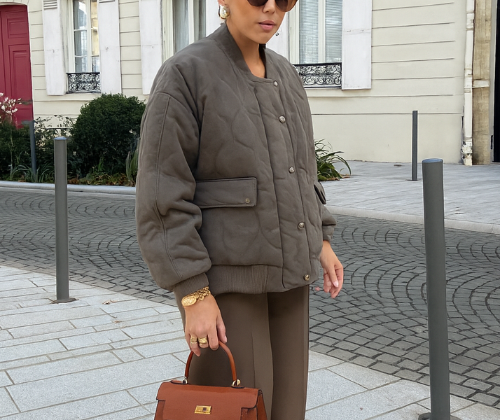 Autumn in Paris - Beige Bomber Jacket