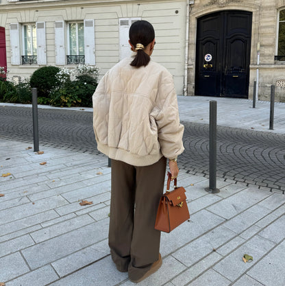 Autumn in Paris - Beige Bomber Jacket